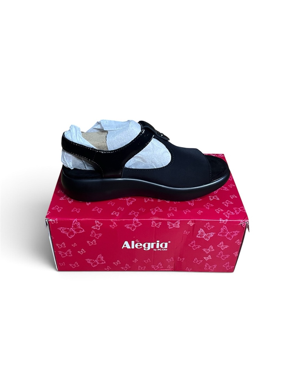 Alegria Betsie Stretch Black Platform Sandals BSE-6146 Womens 38 US 8-8.5 New